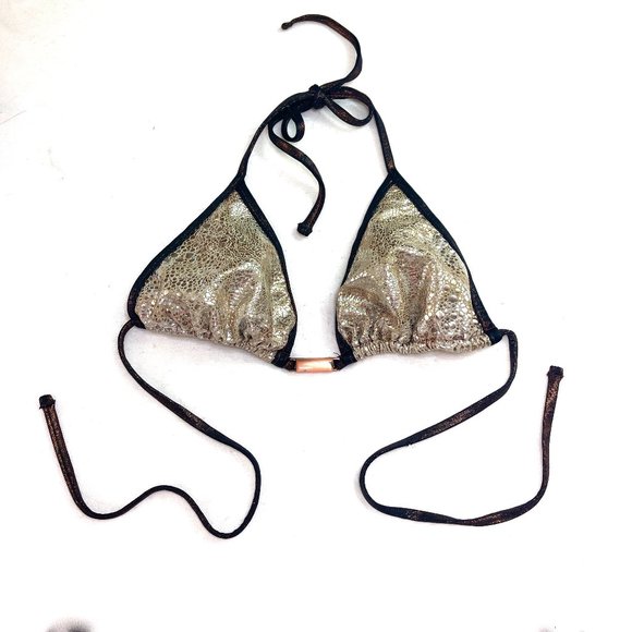 Beach Bunny Metallic Gold side tie 2 pc swimsuit - Picture 15 of 16